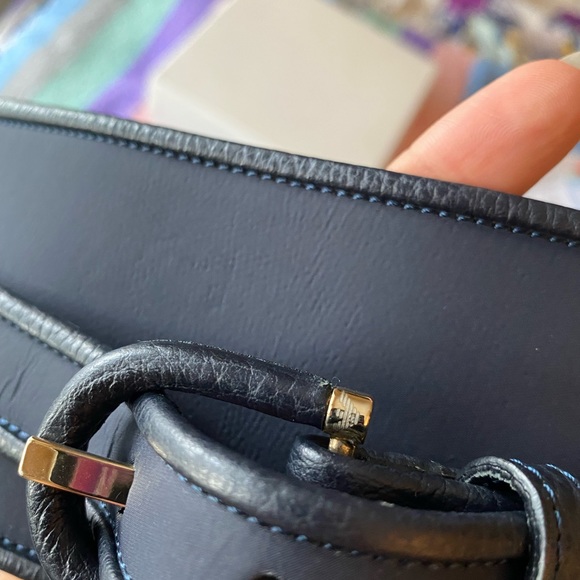 Emporio Armani Roman Stud Buckle Leather Wide Belt Navy Blue NWOT - Picture 6 of 10